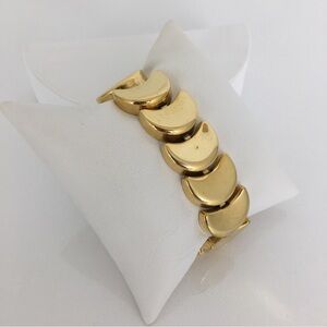 Vintage Signed Napier Bracelet Gold Half Moon Fish Scale Collectible Jewelry